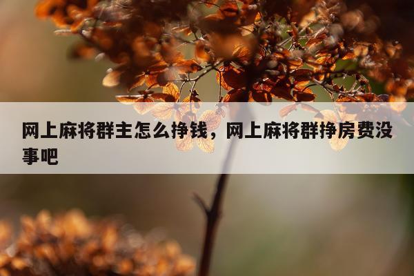 网上麻将群主怎么挣钱，网上麻将群挣房费没事吧