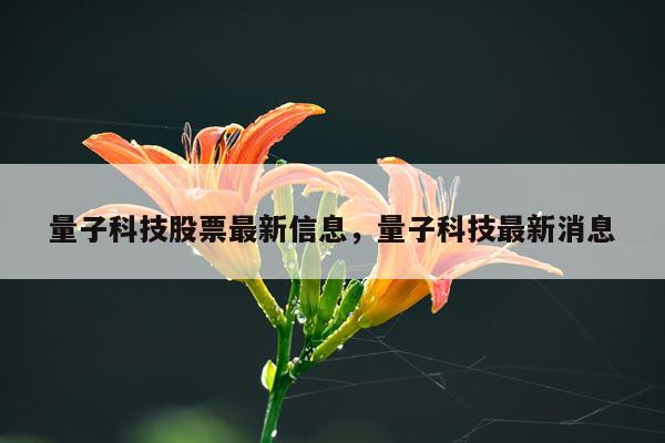 量子科技股票最新信息，量子科技最新消息