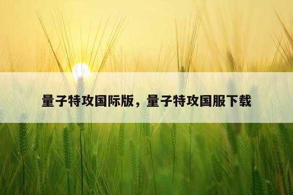 量子特攻国际版，量子特攻国服下载