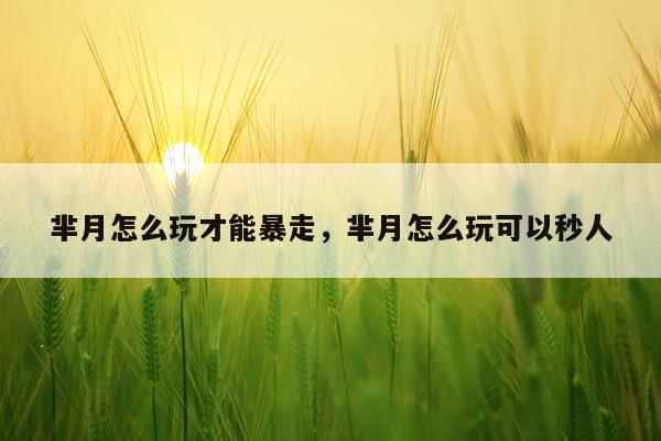 芈月怎么玩才能暴走，芈月怎么玩可以秒人