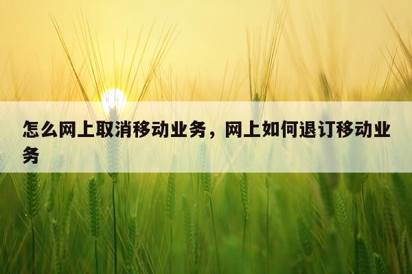 怎么网上取消移动业务，网上如何退订移动业务