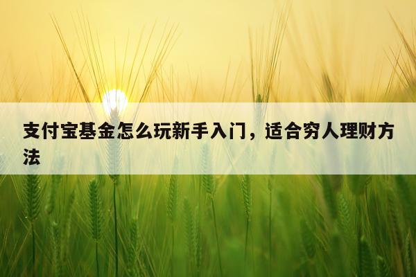 支付宝基金怎么玩新手入门，适合穷人理财方法