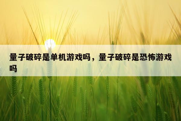 量子破碎是单机游戏吗，量子破碎是恐怖游戏吗