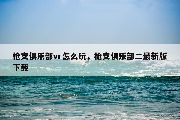 枪支俱乐部vr怎么玩，枪支俱乐部二最新版下载