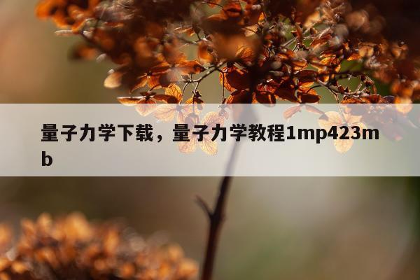 量子力学下载，量子力学教程1mp423mb