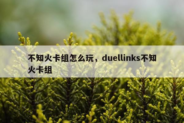不知火卡组怎么玩，duellinks不知火卡组