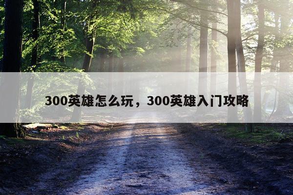 300英雄怎么玩，300英雄入门攻略