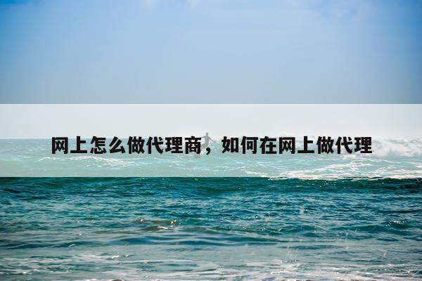 网上怎么做代理商，如何在网上做代理