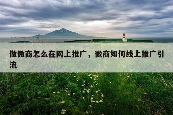 做微商怎么在网上推广，微商如何线上推广引流