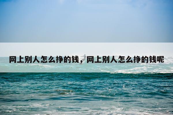 网上别人怎么挣的钱，网上别人怎么挣的钱呢