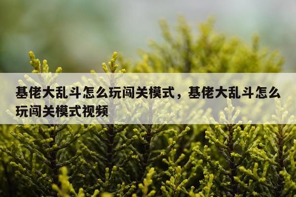 基佬大乱斗怎么玩闯关模式，基佬大乱斗怎么玩闯关模式视频