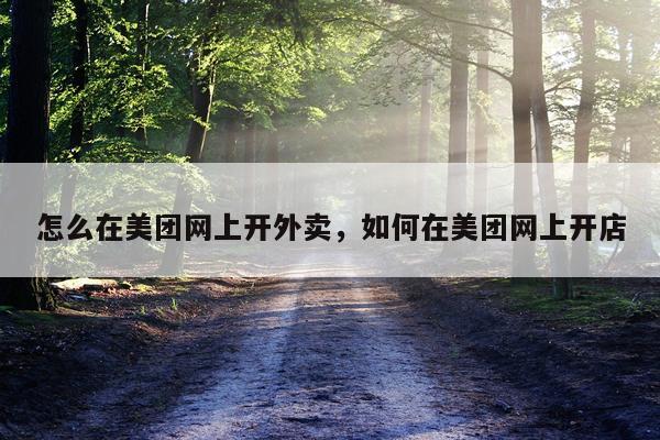 怎么在美团网上开外卖，如何在美团网上开店