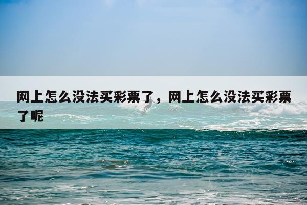 网上怎么没法买彩票了，网上怎么没法买彩票了呢
